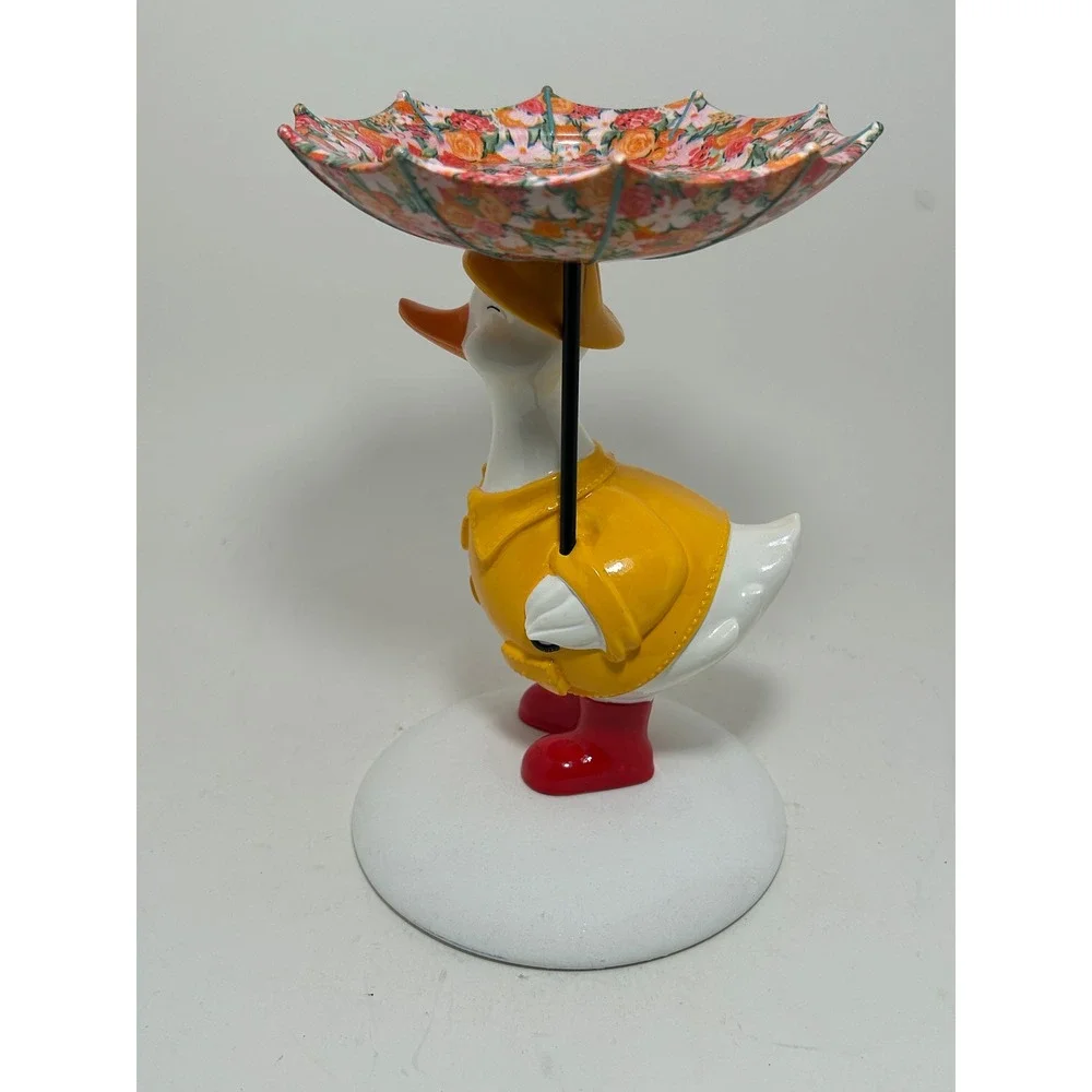 Bath & Body Works Duck in Raincoat Floral Umbrella 3-Wick Candle Holder Figurine - Picture 7 of 8